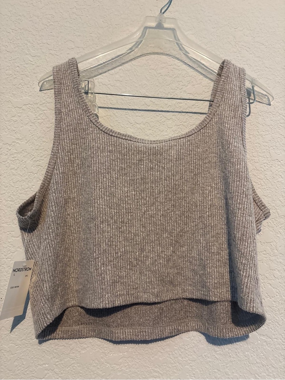 Nordstrom Ribbed Cropped Tank Top — Heather Taupe